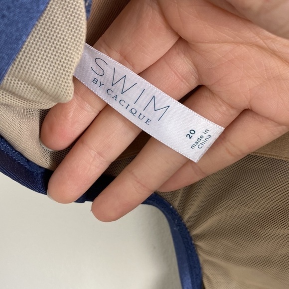 swim BY CACIQUE Hi Neck Criss Cross Front Cutout Back One Piece - Picture 5 of 6